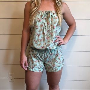 Floral Strapless Romper
